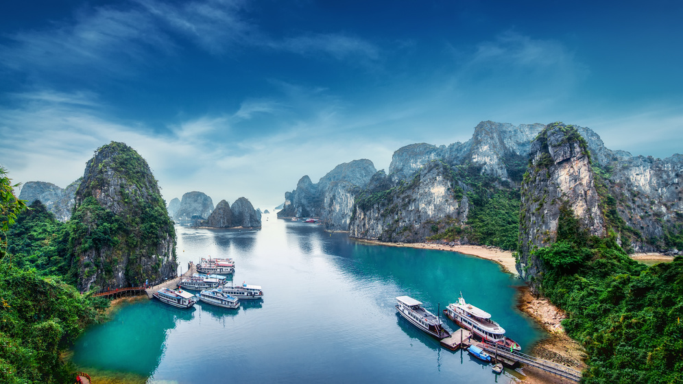 Tourist Junks at Ha Long Bay, Vietnam